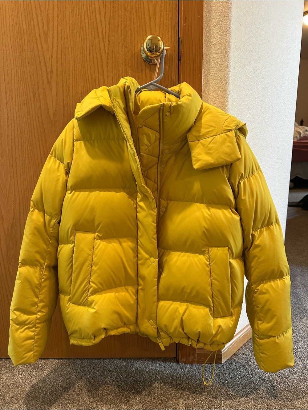 lululemon athletica Bright Yellow Puffer Jacket with Hood